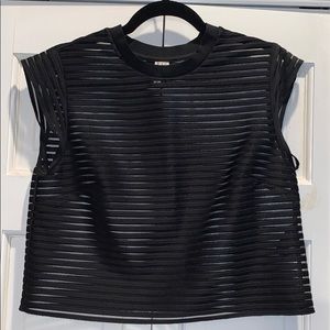 Mesh striped crop top